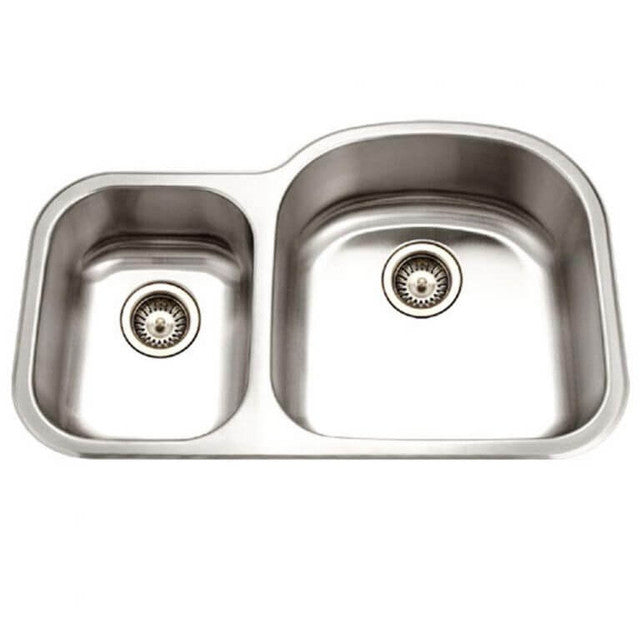 Houzer Medallion Series 32" Stainless Steel Undermount 70/30 Double Bowl Kitchen Sink