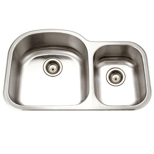 Houzer Medallion Series 32" Stainless Steel Undermount 70/30 Double Bowl Kitchen Sink