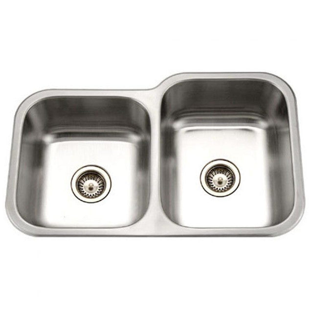 Houzer Medallion Series 32" Stainless Steel Undermount 60/40 Double Bowl Kitchen Sink