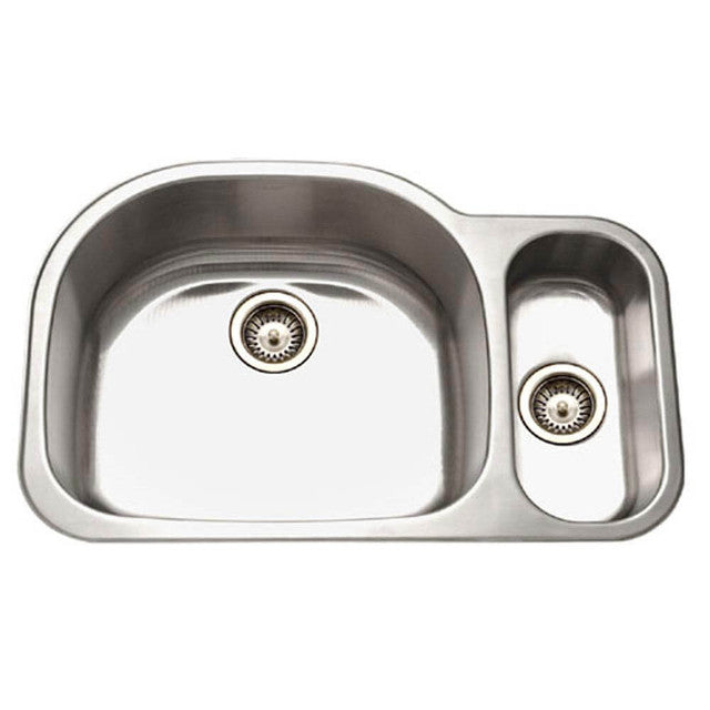 Houzer Medallion Series 32" Stainless Steel Undermount 80/20 Double Bowl Kitchen Sink with Strainer