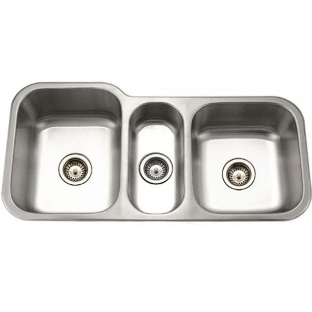 Houzer Medallion Series 40" Stainless Steel Undermount Triple Bowl Kitchen Sink includes 2 Basket Strainer
