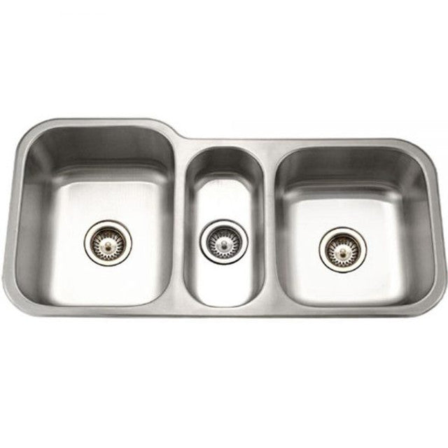 Houzer - MGT-4120-C - Medallion Series 40" Stainless Steel Undermount Triple Bowl Kitchen Sink includes 2 Basket Strainer
