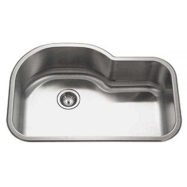 Houzer Medallion Designer Series 32" Stainless Steel Undermount Offset Single Bowl Kitchen Sink