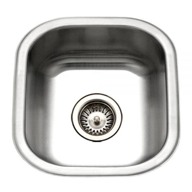 Houzer Club Series 17" Stainless Steel Square Undermount Single Bowl Bar/Prep Sink, includes Strainer