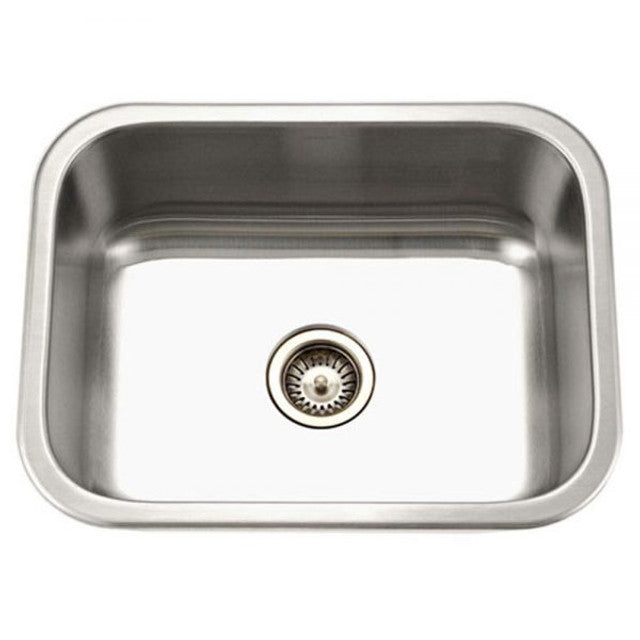 Houzer Medallion Series 23" Stainless Steel Undermount Single Bowl Kitchen Sink, includes Basket Strainer