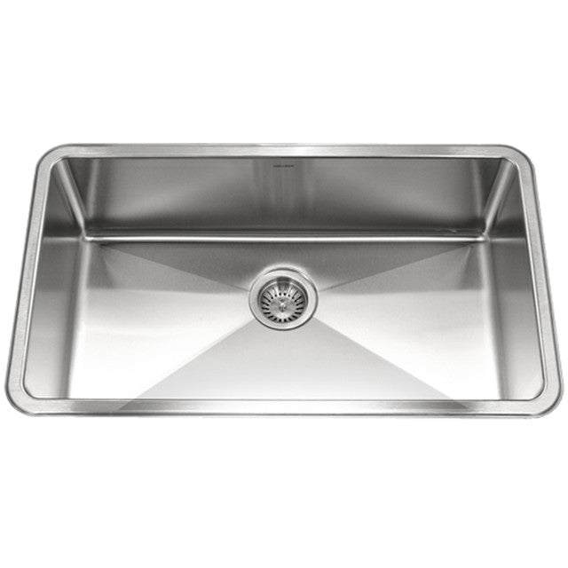 Houzer Nouvelle Series 31" Stainless Steel Undermount Single Bowl Kitchen Sink includes Basket Strainer