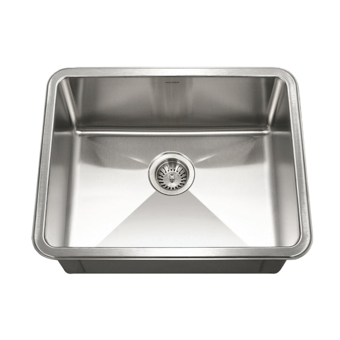 Houzer Nouvelle Series 23" Stainless Steel Undermount Single Bowl Kitchen Sink includes Basket Strainer