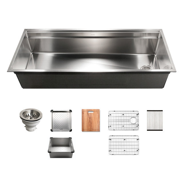 Houzer Novus Series 45" Stainless Steel Undermount Dual Level Workstation Kitchen Sink with Accessories
