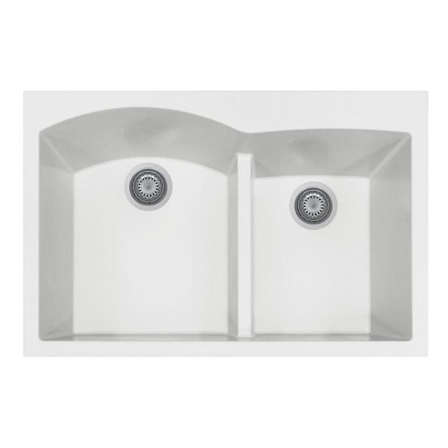 Houzer Topmount Double Bowl Granite Kitchen Sink P-175 CLOUD