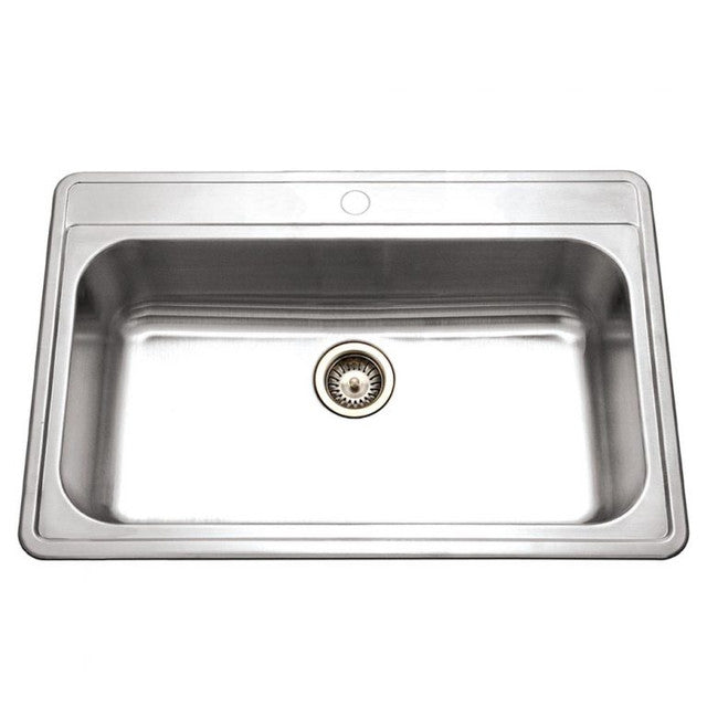 Houzer Premier Series 33" Stainless Steel Drop-in Topmount Single Bowl 1-hole Kitchen Sink,
