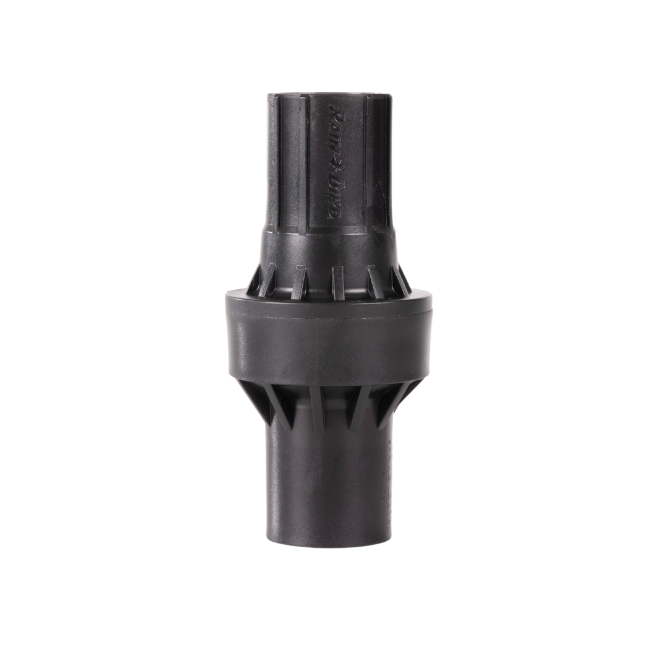 Black plastic fitting on a white background