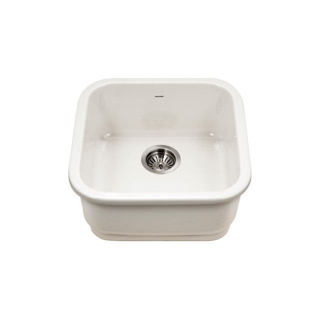 Houzer Platus Series 19" Fireclay Undermount Square Single Bowl Bar/Prep Sink, PTB-1919 BQ - BISCUIT