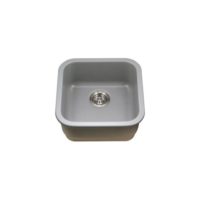 Houzer Platus Series 19" Fireclay Undermount Square Single Bowl Bar/Prep Sink, PTB-1919 GR - GRAY