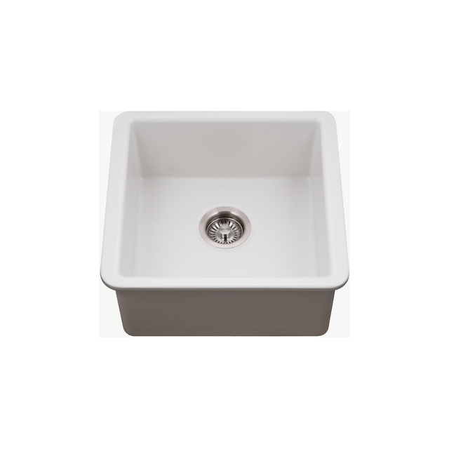 Houzer Platus Series 20" Fireclay Undermount Square Single Bowl Bar/Prep Sink, PTB-2020 MWH - MATTE