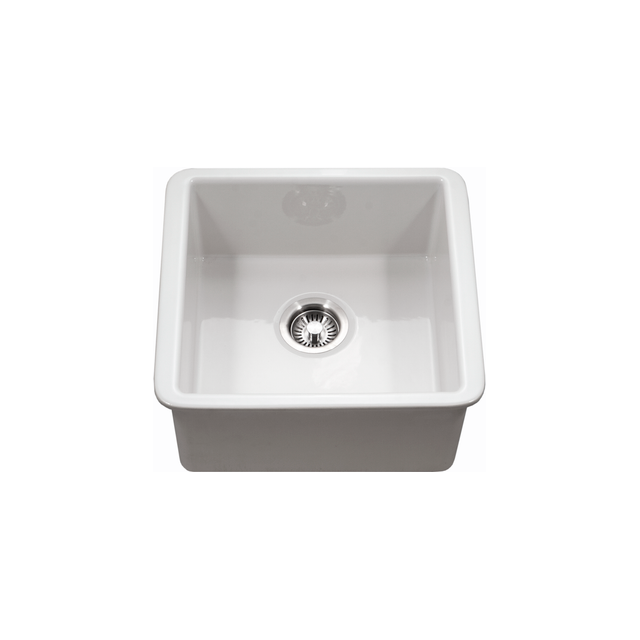 Houzer Platus Series 20" Fireclay Undermount Single Bowl Bar/Prep Sink, PTB-2020 WH - WHITE