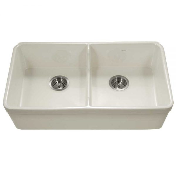 Houzer Platus Series 32" Fireclay Dual Mount Undermount/Apron-Front Farmhouse Kitchen Sink