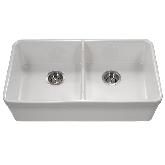 Houzer Platus Series 32" Fireclay Dual Mount Undermount/Apron-Front Farmhouse Kitchen Sink