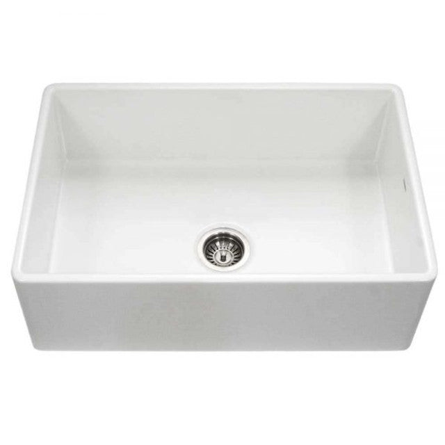 Houzer Platus Series 33" Fireclay Apron-Front Farmhouse Kitchen Sink includes Basket Strainer & Bottom grdi