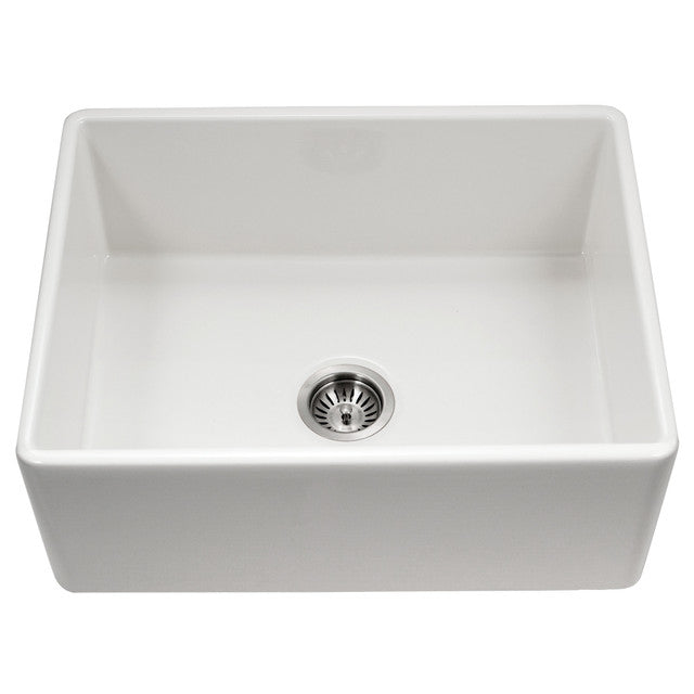Houzer Platus Series 26" Fireclay Dual Mount Undermount/Apron-Front Farmhouse Single Bowl Kitchen Sink