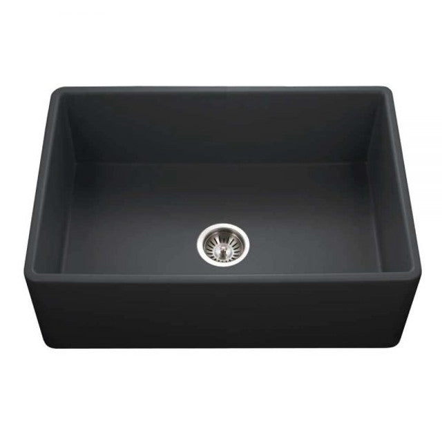 Houzer Platus Series 30" Fireclay Apron-Front Farmhouse Single Bowl Kitchen Sink, PTS-4100 BL - BLACK