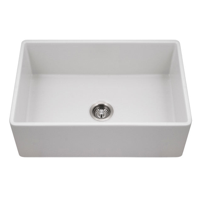 Houzer Platus Series 30" Fireclay Dual Mount Undermount/Apron-Front Farmhouse Single Bowl