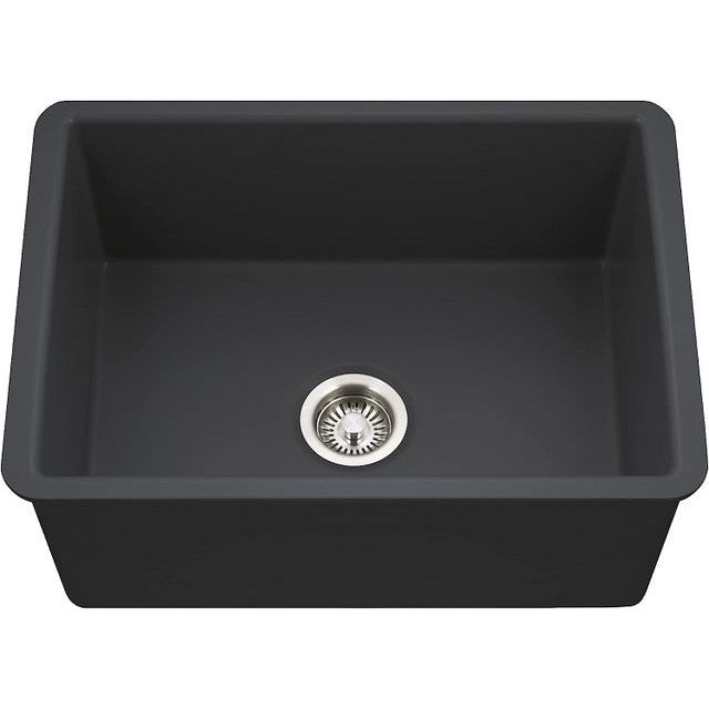 Houzer Platus Series 26" Fireclay Undermount Single Bowl Sink, PTU-2800 BL - BLACK
