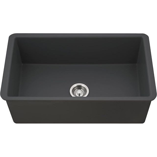 Houzer Platus Series 32" Fireclay Undermount Single Bowl Kitchen Sink, PTU-3600 BL - BLACK