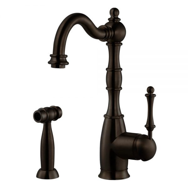 Houzer Regal Series Oil Rubbed Bronze Single Handle Kitchen Faucet with Sidespray - REGSS-181-OB