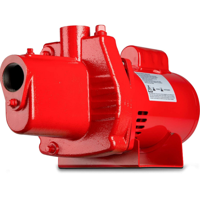 Red industrial pump on a white background