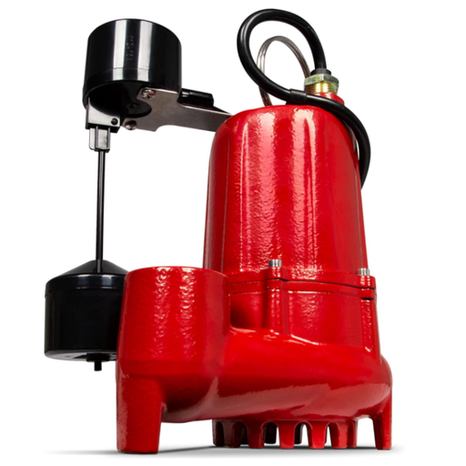 Red submersible pump on a white background