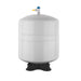 White cylindrical pressure tank with a blue and yellow valve on a white background