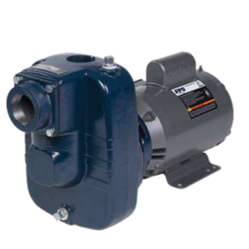 Blue pump with motor on a white background