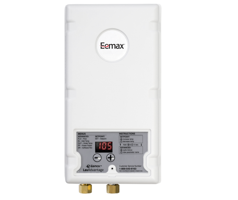 White Eemax water heater on a white background