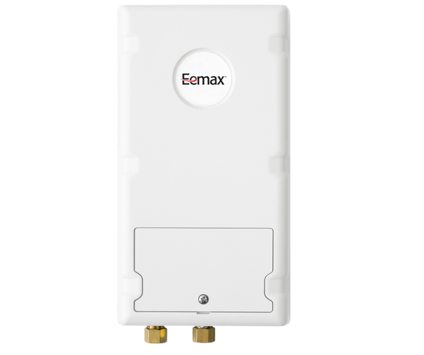 White water heater with Eemax logo on a white background
