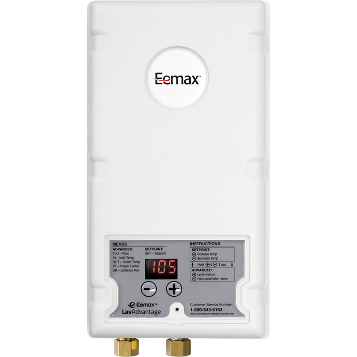 Eemax water heater on a white background
