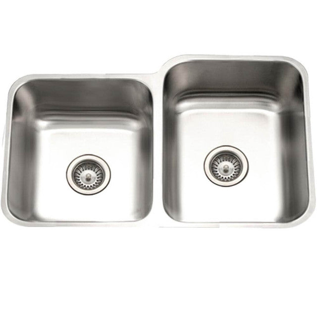 Houzer Eston Series 31" Stainless Steel Undermount 40/60 Double Bowl Kitchen Sink