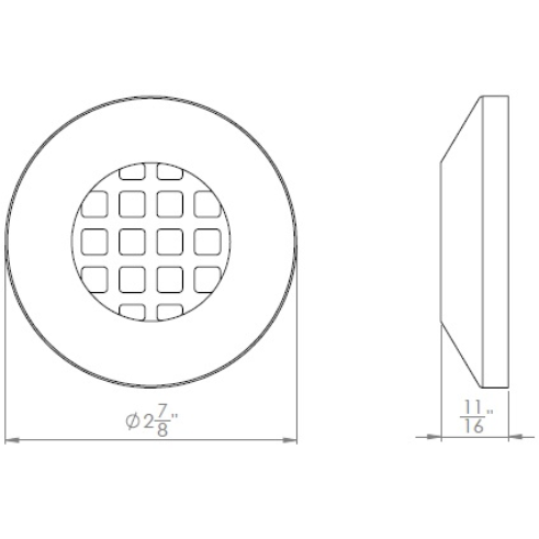 2? Surface Mount Round Louver line drawing