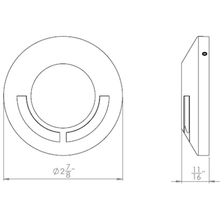2? Surface Mount Round Single Directional line drawing