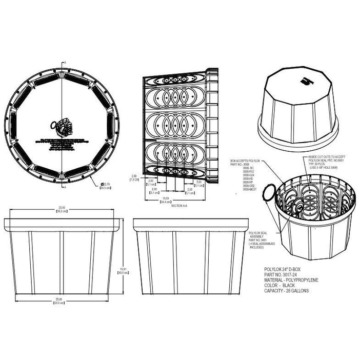 Polylok 24" Rhino Drainage Box (10 Hole)