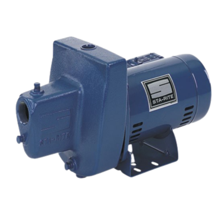 Blue pump with Sta-Rite logo on a white background