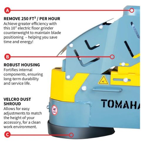 Tomahawk Power TGDR10 10-inch concrete floor grinder accessory detail