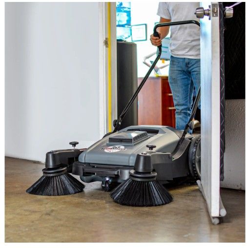 Tomahawk Power TOS38 push sweeper equipment view for commercial cleanup