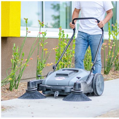 Tomahawk Power TOS38 triple broom sweeper component and wheel detail