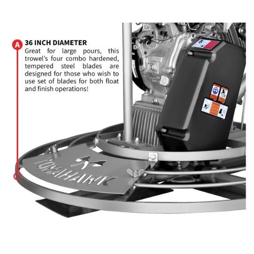 Tomahawk Power TPT36FXH-270 36-inch trowel equipment view with Honda engine