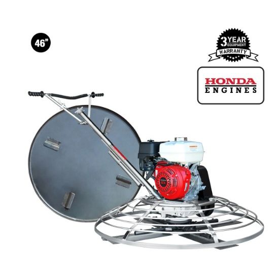 Tomahawk Power TPT46H-390 Honda concrete finishing trowel showing float pan and handle details