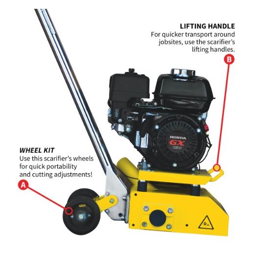 Tomahawk Power 8-inch concrete planer grinder product detail with steel tip drum accessory
