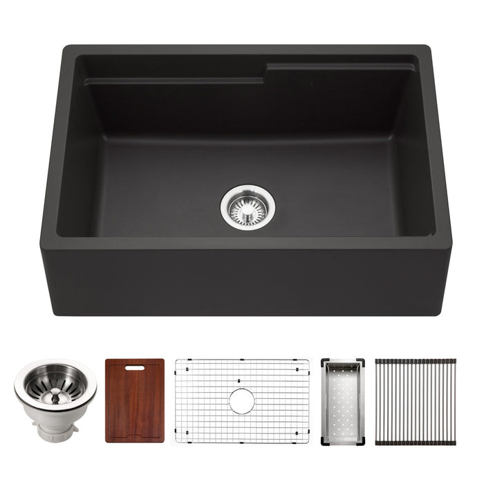 Houzer Quartztone Granite Workstation Kitchen Sink in Midnite W-130 MIDNITE-C