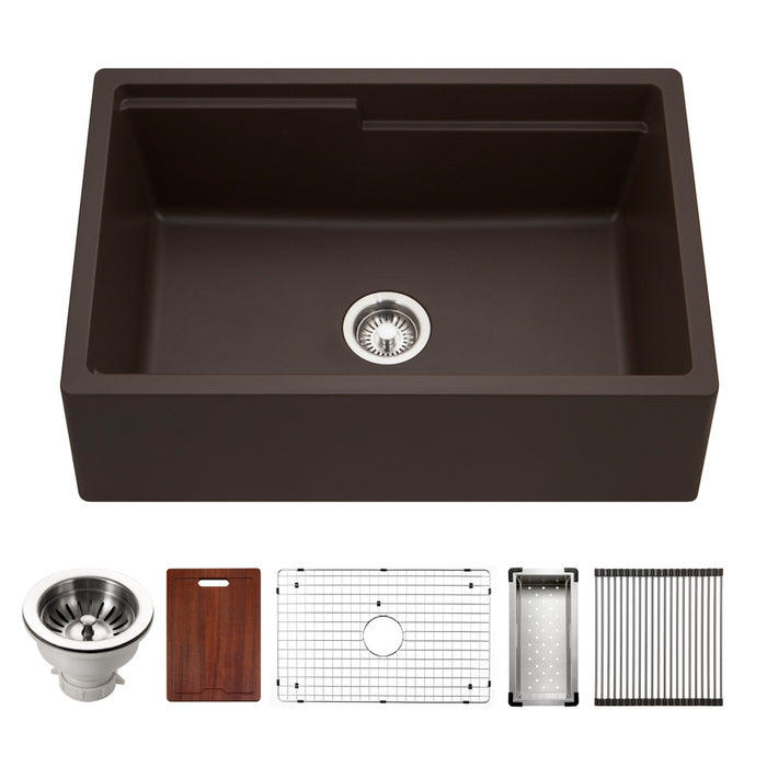 Houzer Quartztone Granite Workstation Kitchen Sink in Mocha W-130 MOCHA-C