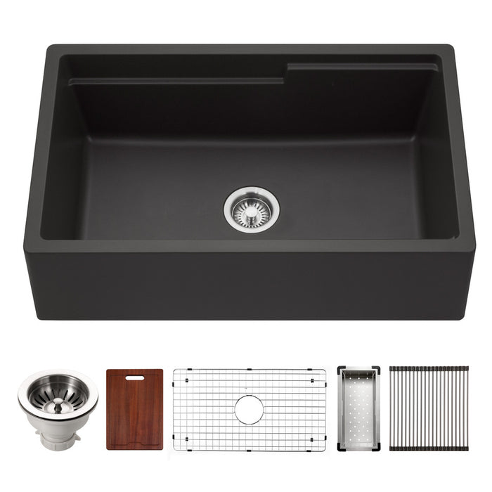 Houzer Quartztone Granite Workstation Kitchen Sink in Midnite W-133 MIDNITE-C