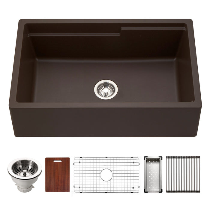 Houzer Quartztone Granite Workstation Kitchen Sink in Mocha W-133 MOCHA-C